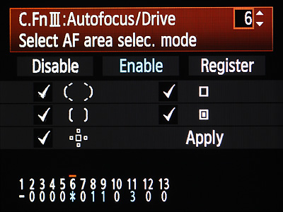 Canon EOS 7D AF mode options