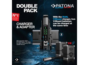 PATONA 1726 Platinum dvokanačni punjač za V-mount baterije 6A*2 USB-C: PD100W izlaz uklj. 4-pinski XLR kabl