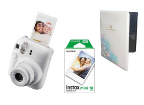 FUJIFILM INSTAX MINI 12 Instant Film Camera (CLAY WHITE) + INSTAX Mini Film 2-Pack + GRATIS Album