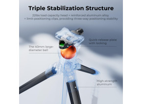 K&F Concept Aluminum Travel Camera Tripod with Arca Ball Head KF09.171 - slika 4